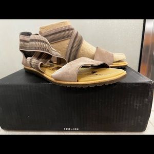 New! Sorel Ash Brown/Tan WOMEN'S ELLA Strappy Flat
